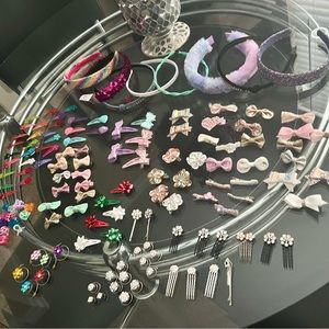 50+ GIRLS HAIR JEWELRY ACCESSORIES, HEADBANDS, HAIR CLIPS & BOWS SET